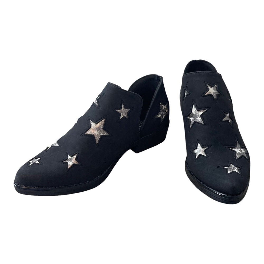 Seven 7 Austin Black Ankle Boot Star Patch Side Cut-Outs Women's Size 6M